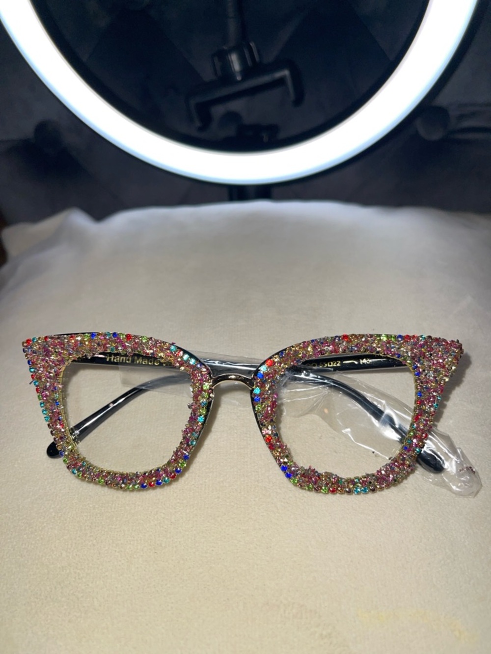 Sparkling Multicolor Crystal Cat-Eye Glasses